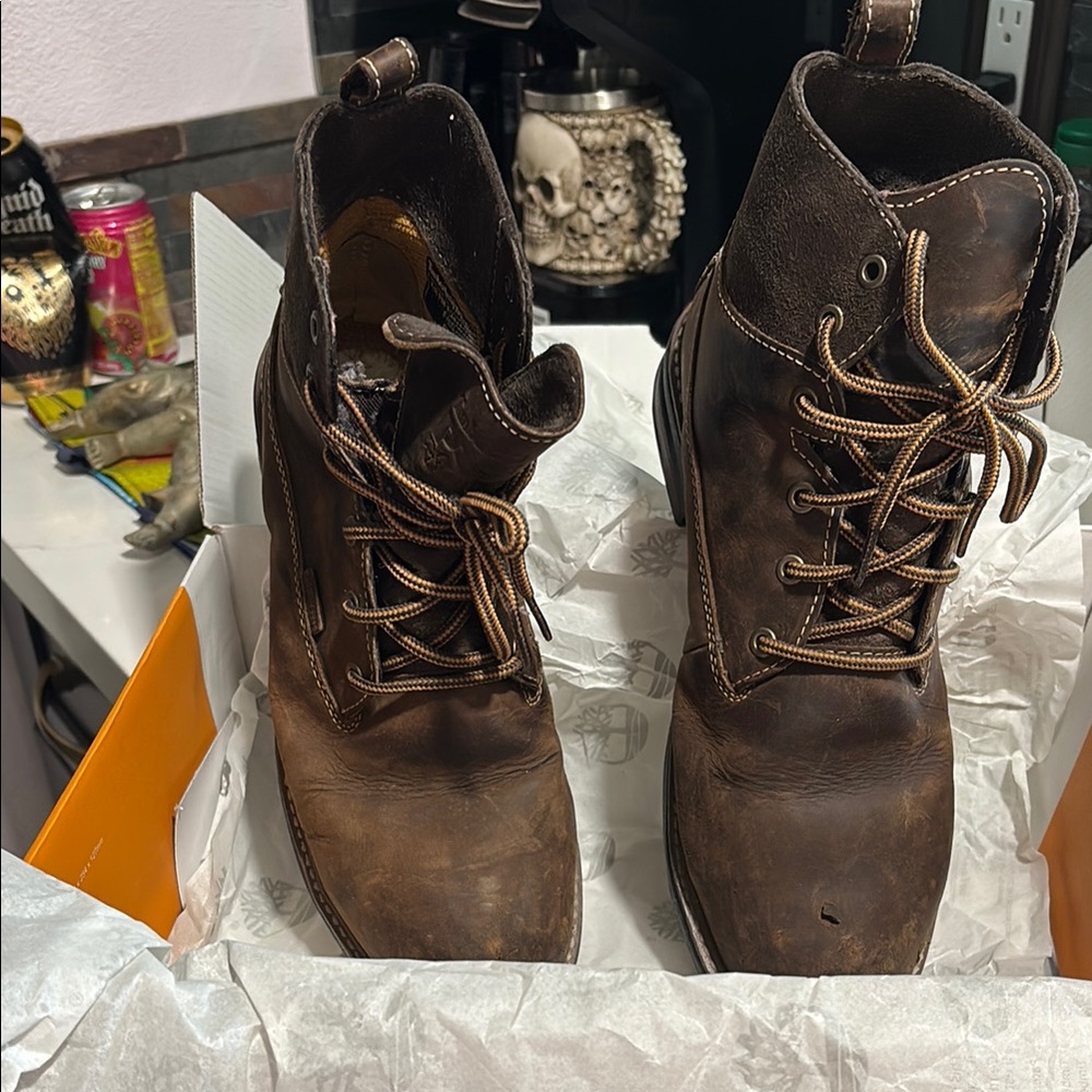 Women's Black Nubuck Leather Work Boots